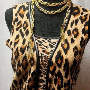 Chico's Leopard print long vest/duster sleeveless in size medium tag removed
